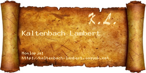 Kaltenbach Lambert névjegykártya